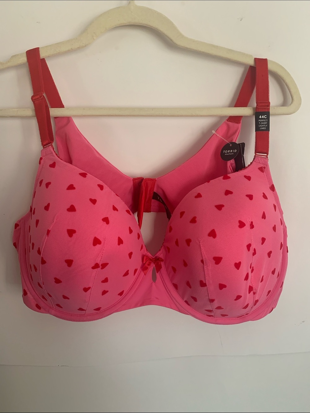 torrid Pink Bra with Red Heart Print Underwire
